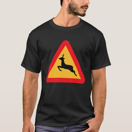 Deer Crossing Road Sign T-shirt (Voorkant)