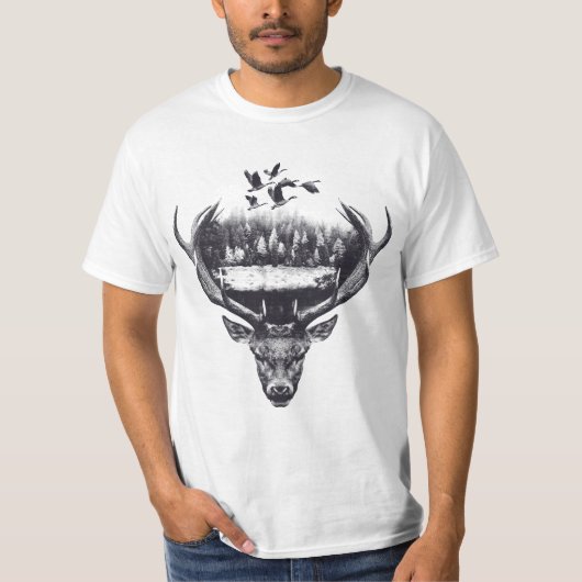 Deer design double exposed t-shirt (Voorkant)
