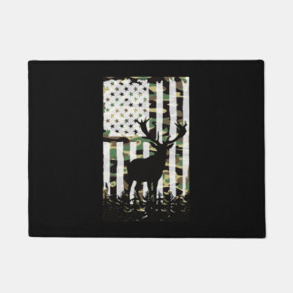 Deer Elk Buck Hunting Camo USA Flag Camoflauge Deurmat