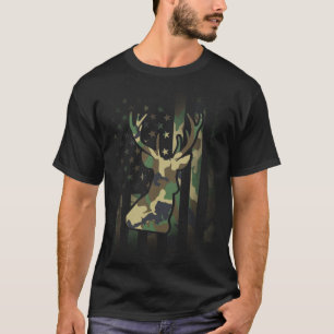 Deer Elk Gift Camo American Flag VS T-shirt