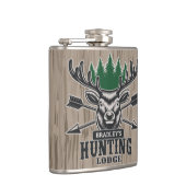 Deer Elk Hunter ADD-NAAM Bow Hunting Lodge Cabin Heupfles (Rechts)