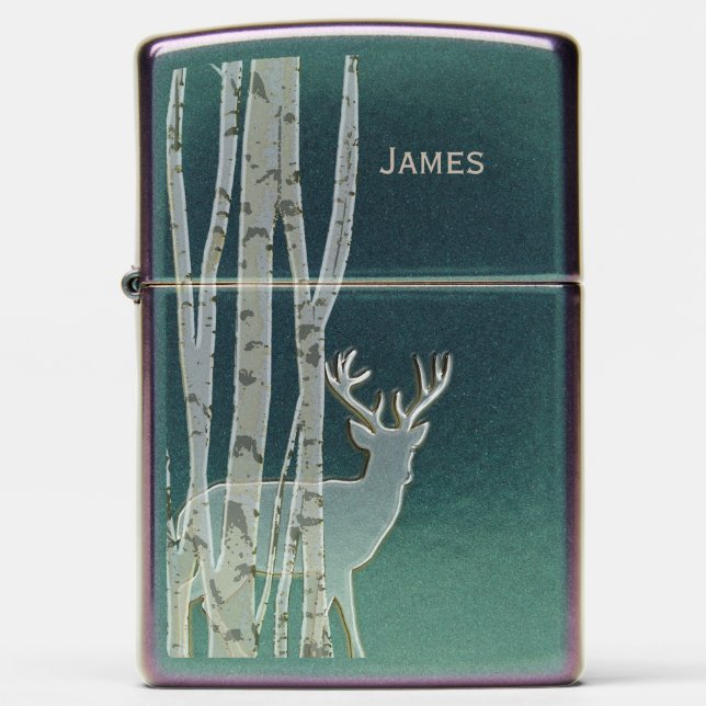 Deer en Birch Trees Zippo Lighter (Front)