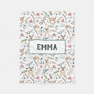 Deer en bloemen op maat gesneden babydeken fleece deken