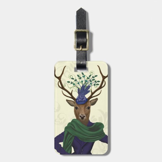 Deer en Fascinator 2 Bagagelabel (Voorkant verticaal)