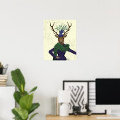 Deer en Fascinator Poster (Thuiskantoor)
