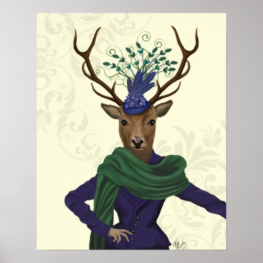 Deer en Fascinator Poster (Voorkant)