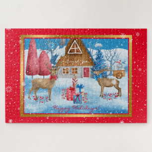 Deer en Gifts op Vakantie Aanpassen Legpuzzel