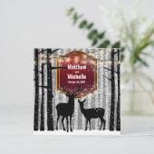Deer en Trees Rustic Winter Woodland Wedding Kaart (Staand voorkant)