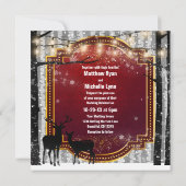 Deer en Trees Rustic Winter Woodland Wedding Kaart (Achterkant)