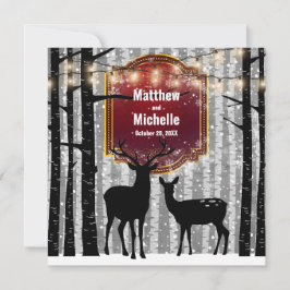 Deer en Trees Rustic Winter Woodland Wedding Kaart