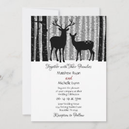 Deer en Trees Rustic Winter Woodland Wedding Kaart