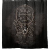 Deer en Vegvisir - Viking Navigation Compass Douchegordijn (Voorkant)