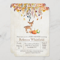 Deer Fall quitte Citrouille Baby shower Invitation