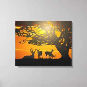 Deer Family Canvas Afdruk