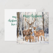 Deer Family Flat Holiday Kaart (Voorkant / Achterkant)