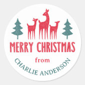 Deer family Merry Christmas from name gift labels (Voorkant)