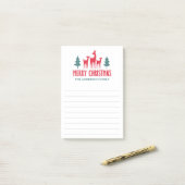 Deer family Merry Christmas name lined Post-it® Notes (Op bureau)