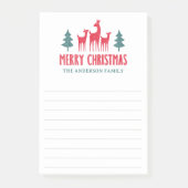 Deer family Merry Christmas name lined Post-it® Notes (Voorkant)