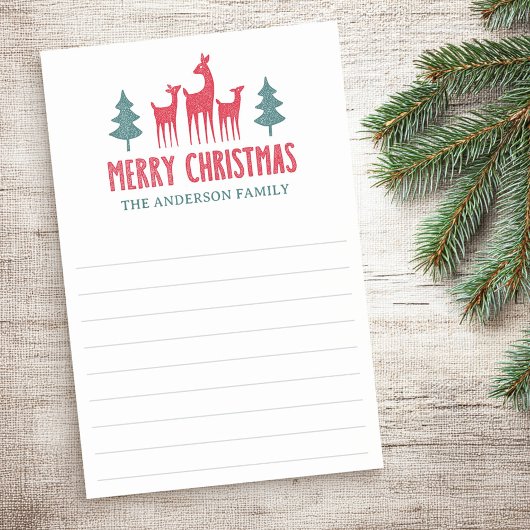 Deer family Merry Christmas name lined Post-it® Notes