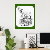 Deer Family Poster (Thuiskantoor)