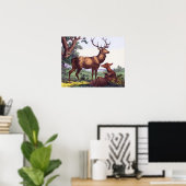 Deer Family  Poster (Thuiskantoor)
