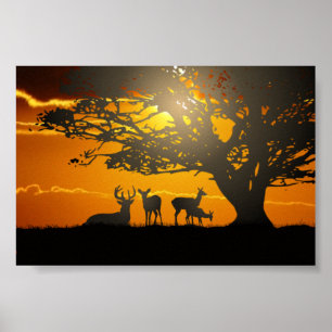 Deer Family Poster