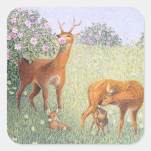 Deer Family Vierkante Sticker