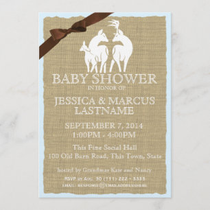 Deer Family Woodland Baby shower Kaart