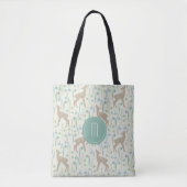 Deer Fawn and Flowers Monogram Pastel Tote Bag (Voorkant)