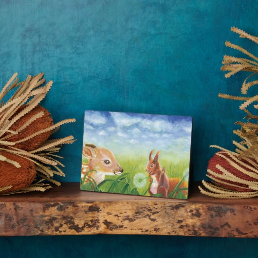 Deer Fawn en Squirrel Fotoplaat (Zijkant)