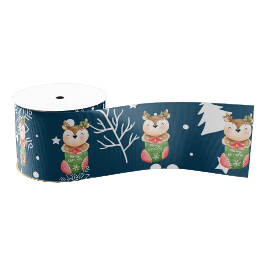 Deer Feestdagen aanpassen Grosgrain Lint (Spoel)