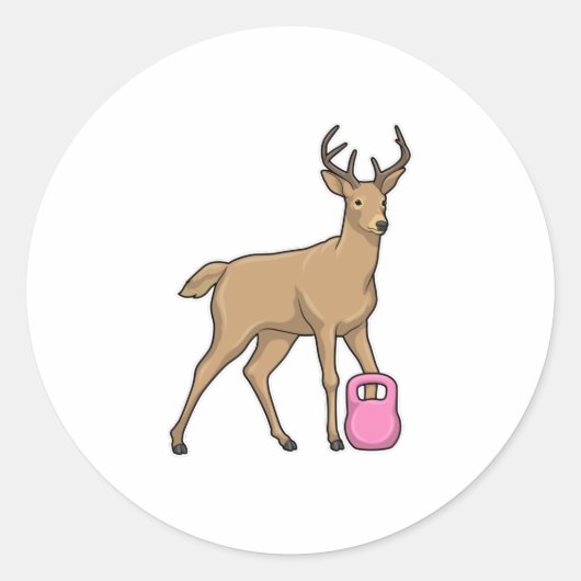 Deer Fitness Dumbbell Ronde Sticker (Voorkant)