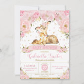 Deer Floral Baby shower Invitation fille (Devant)