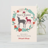 Deer Folk Art Winter Baby shower Invitation (Debout devant)