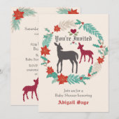Deer Folk Art Winter Baby shower Invitation (Devant / Derrière)