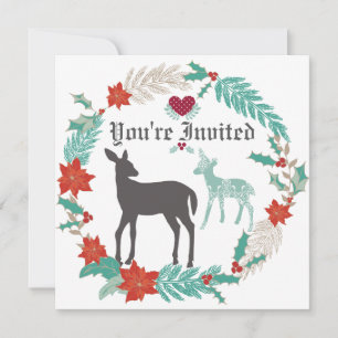 Deer Folk Art Winter Baby shower Invitation