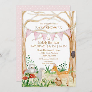 Deer Fox Cute Animal Rabbit Owl Forest Baby shower Kaart
