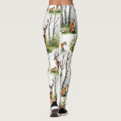 Deer Fox Forest Naadloos Patroon Leggings (Achterkant)