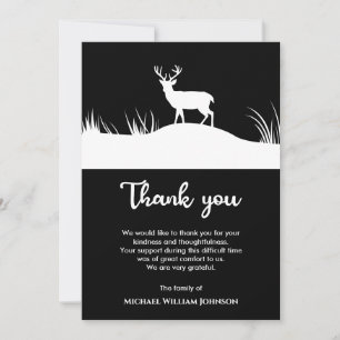 Deer Funeral Black and White Minimalist Bedankkaart