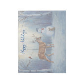 Deer & Funny Snowman Kerstmis Notitieblok (Gedraaid)