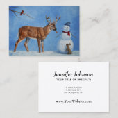 Deer & Funny Snowman Kerstmis Visitekaartje (Voorkant / Achterkant)