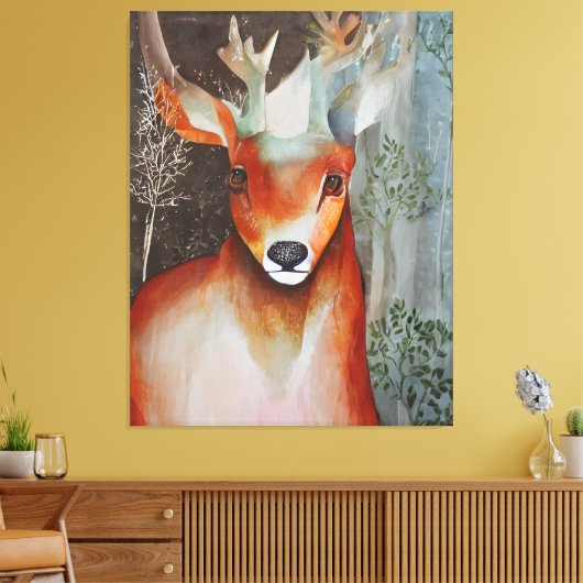Deer Gemengde Media Canvas Afdruk (Insitu (Woonkamer))