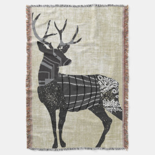 Deer Geometric Abstract Pattern Lodge Boys Deken