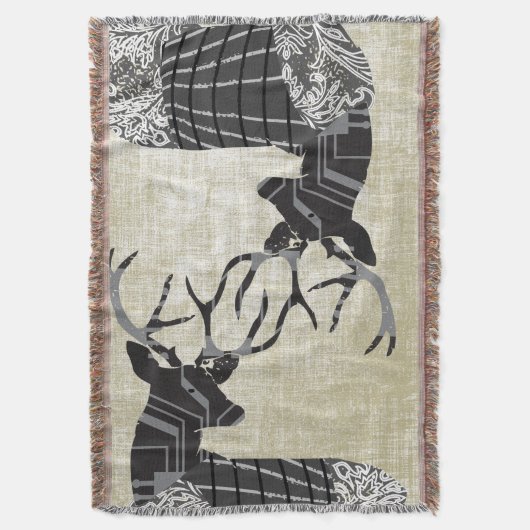 Deer Geometric en Floral Abstract Pattern Deken (Voorkant Verticaal)