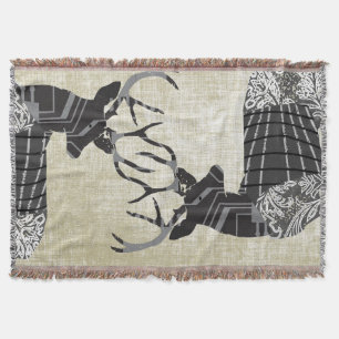 Deer Geometric en Floral Abstract Pattern Deken