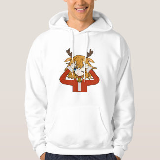 deer girl with santa clothes hoodie