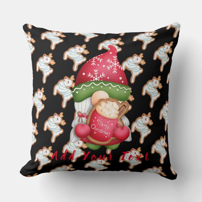 Deer Gnome past Tekst en Kleur 20-inch X20 aan Kussen (Voorkant)