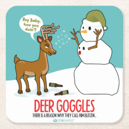 DEER GOGGLES FUNNY CHRISTMAS ONDERZETTERS