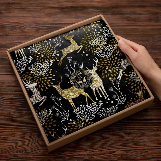 Deer Gold Kerstmis | Weefselpapier voor feestdagen Tissuepapier
