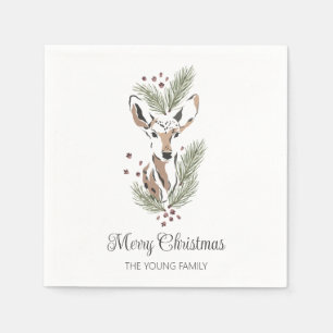 Deer head botanical Kerstmis op maat Servet